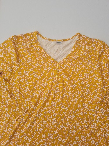 Ladies Top Damart Size 22 V Neck Long Sleeve Yellow Mix 29629 - Picture 4 of 13