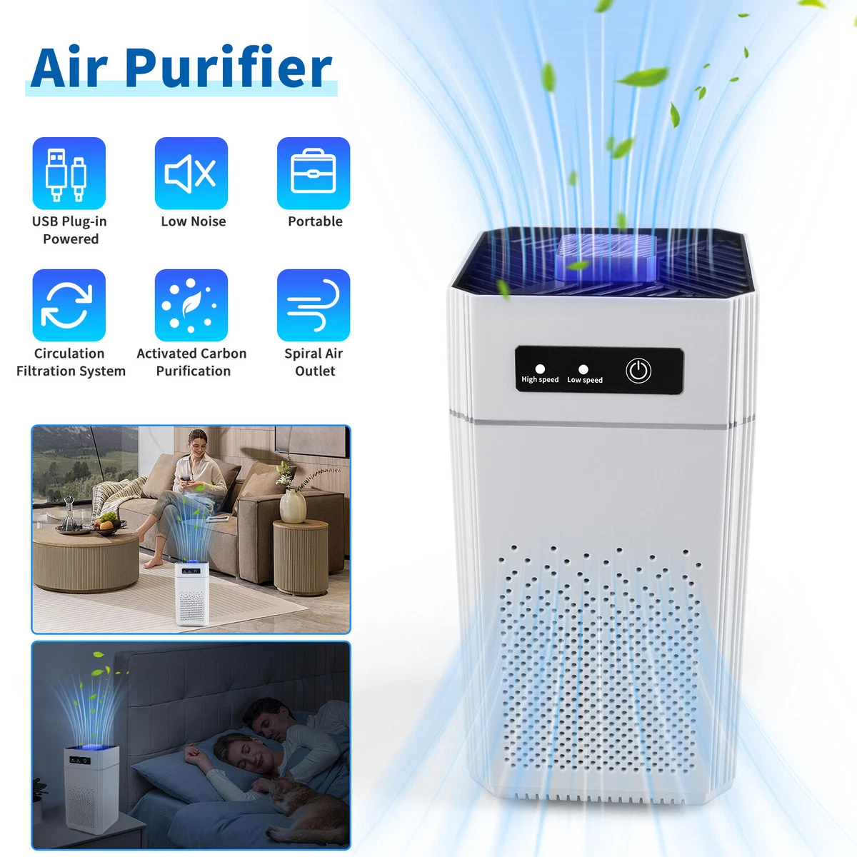 Large Room Air Purifier Air Filter Cleaner for Home Smoke