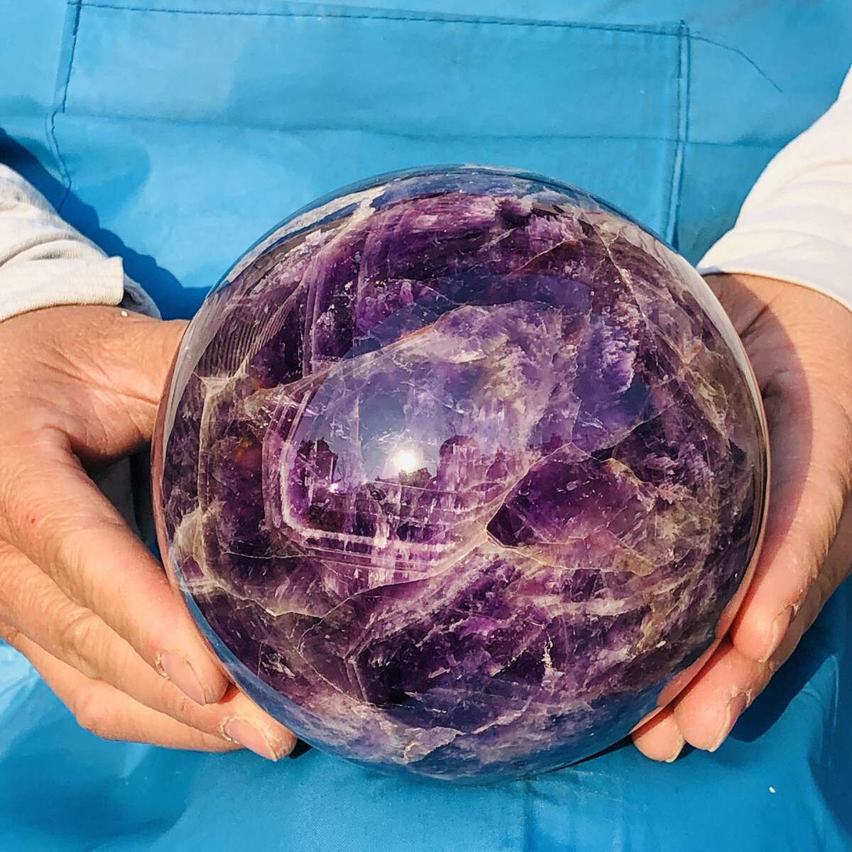 2350G Natural Beautiful Dream Amethyst Quartz Crystal Sphere Ball Healing 289