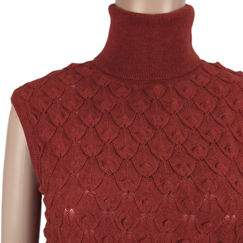 Moschino Aeffe Spa Womens Cardigan with Turtle Neck 100% Virgin Wool Rust Red 10 - Picture 8 of 16