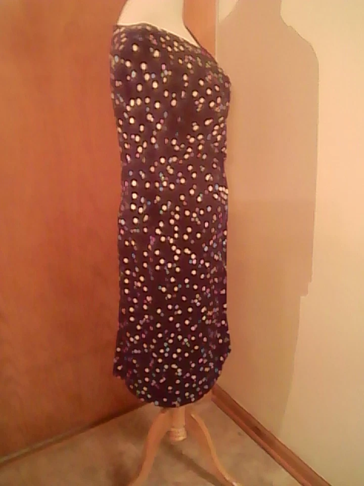 Vestido negro Signature by Sangria lunares blancos 10 poliéster forrado spandex Foto 4 de 4