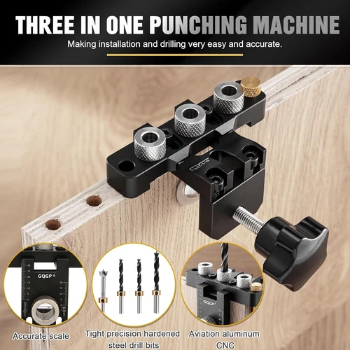3 in 1 Dowel Jig Drill Kit,Self Centering Doweling Jig,Adjustable Drilling Width - Picture 6 of 7