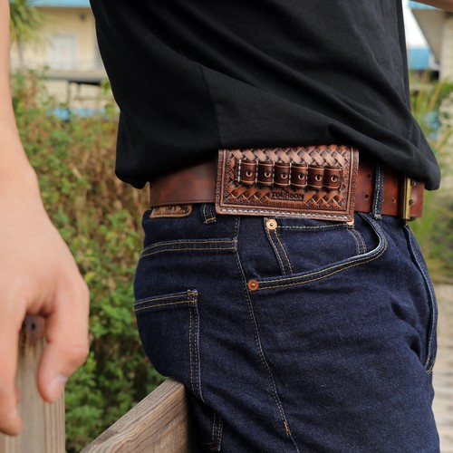 Tourbon Leather Revolver/Rifle Ammo Belt Slide Bullet Holder - Picture 5 of 23