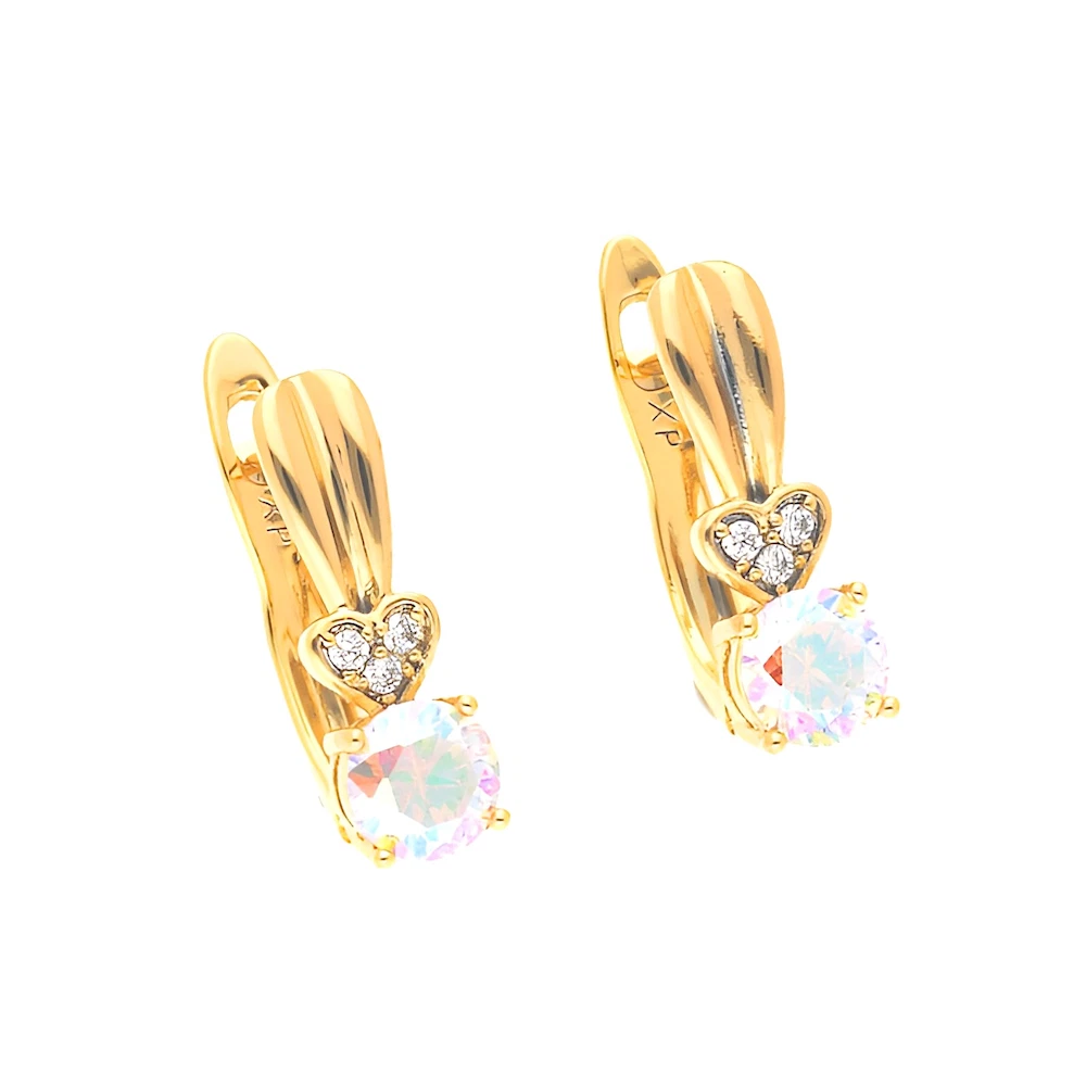 Boucles D'oreilles Dormeuses Feuille Plaqué Or 750/1000 - Neuf Avec étiquettes