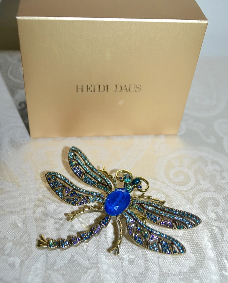 Nuevo $130 HEIDI DAUS "Trembling Brilliance" Libélula Broche Prendedor Cristales Azules Foto 4 de 4