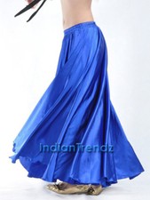 Royal Blue Satin Skirt Full Circle Belly Dance 9 Yard Hem Maxi 36" Long One Size