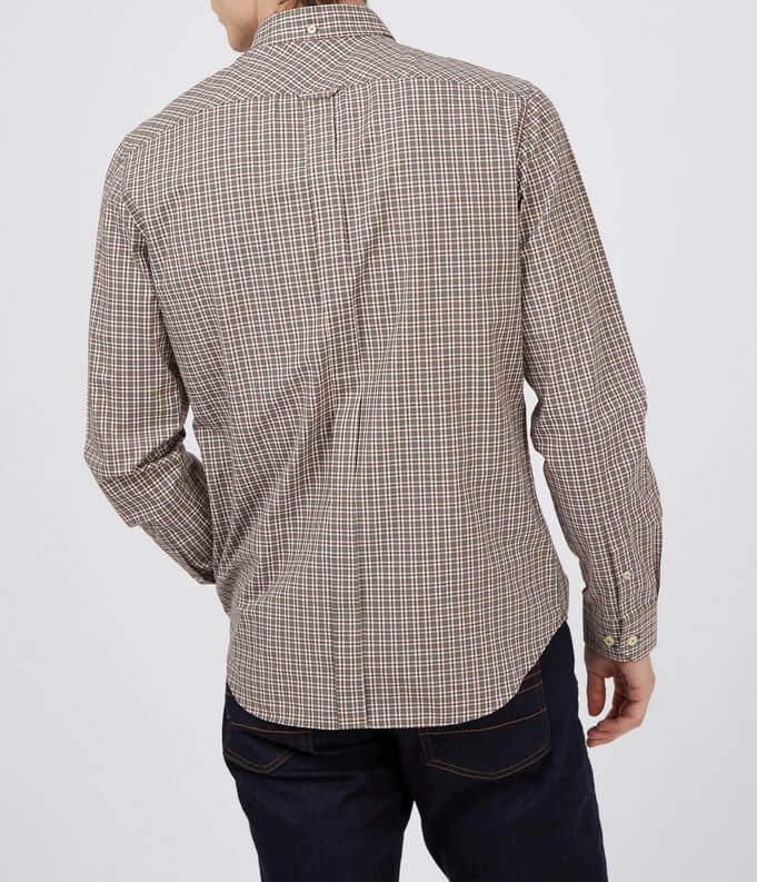 Blue Ben Sherman Long Sleeve Mini Check Shirt Hemp 65388 New