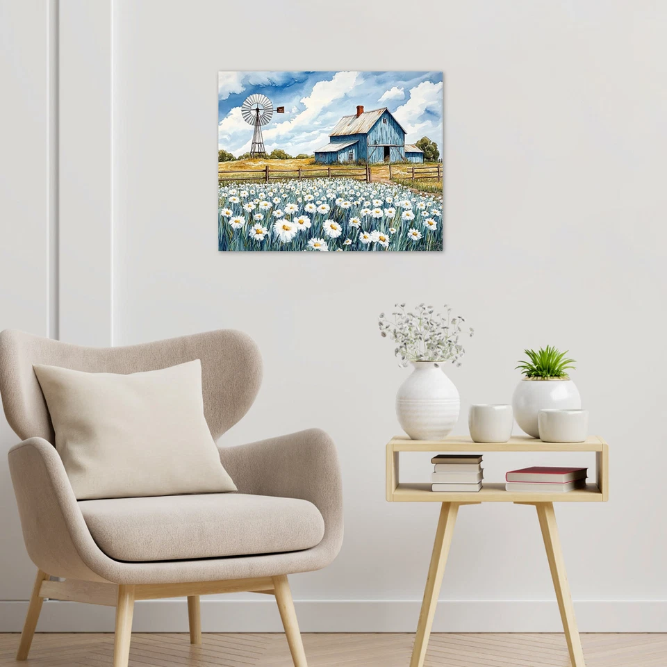 Yellow Vintage Floral Modern Farmhouse Canvas Wall Art for Bathroom Living Room - Image 4 of 4