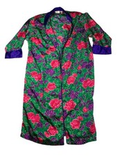 VTG Victoria's Secret Women's Silky Robe Green/Purple/Pink Floral   Size M/L