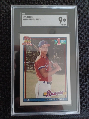 1991 Topps - #333 Chipper Jones (RC) HOFer SGC 9