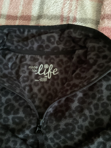 Made For Life Womens PL Animal Print Fleece Pullover Henley Jacket Athleisure - Picture 2 of 5