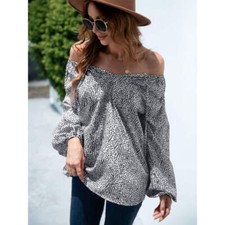 Printed Tie-Neck Balloon Sleeve Blouse