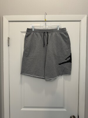 Nike Air Jordan Men Jumpman Logo Fleece Shorts Grey Black Size