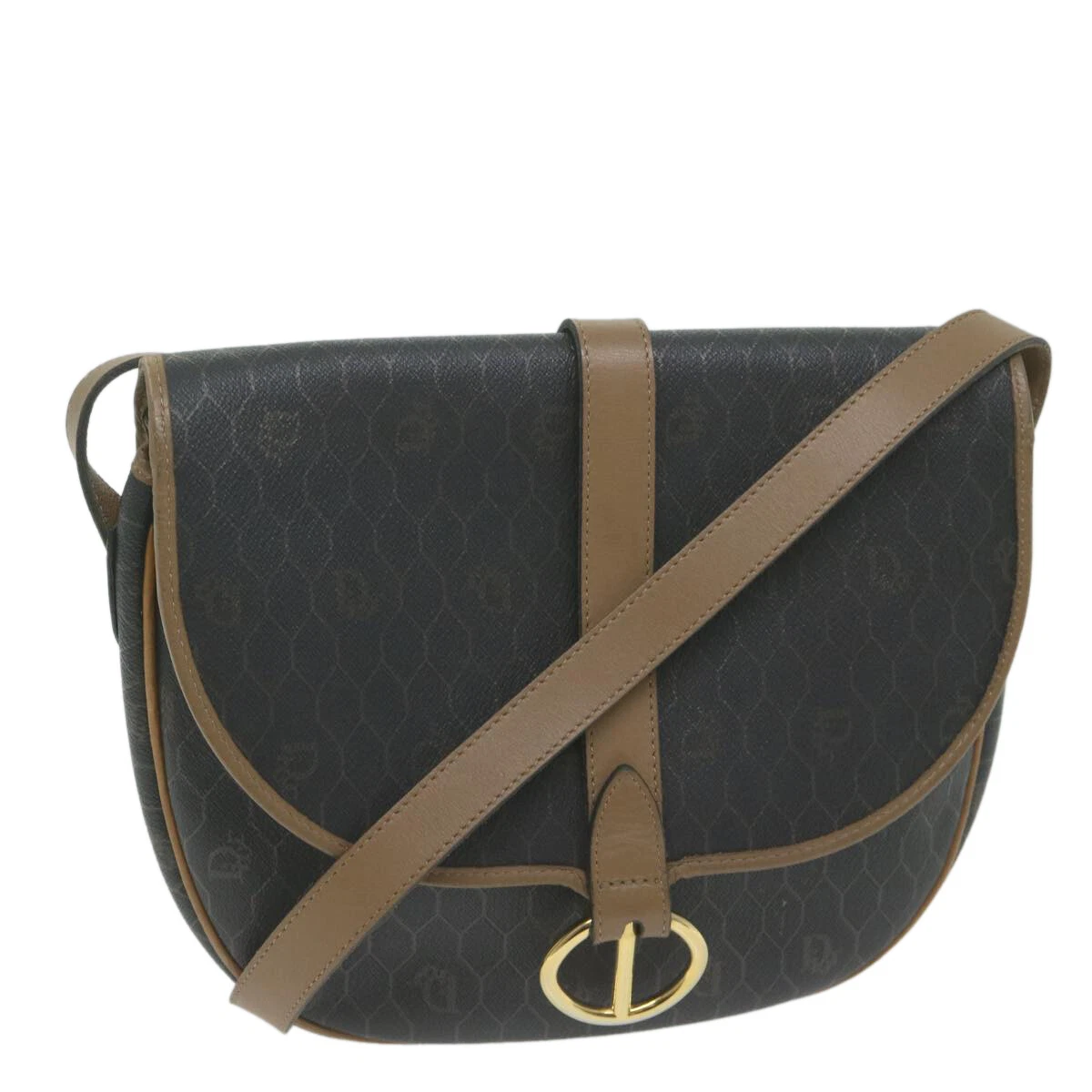 Sac bandoulière Christian Dior toile nid d'abeille PVC noir authentique ep3157