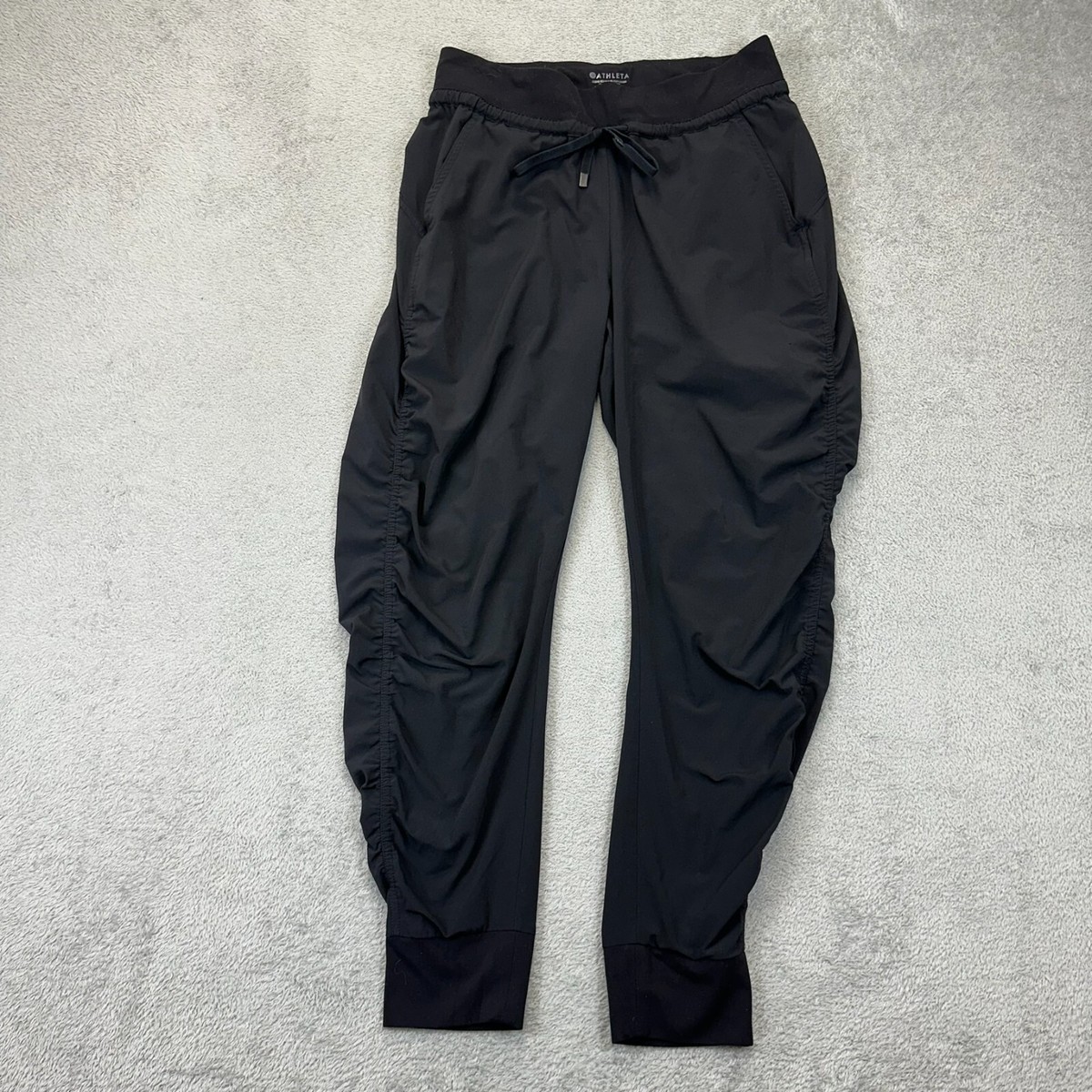 Athleta Women's Attitude Pant Ruched Leg Joggers Black Size