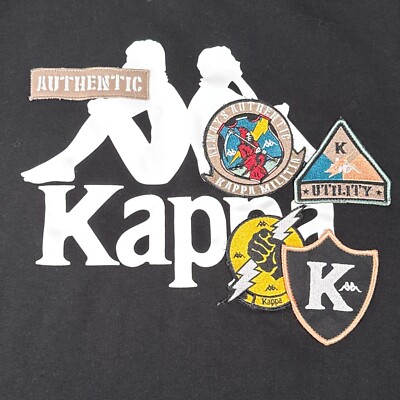 Kappa Sweatshirt Mens Large Black Crew Neck Luther Man Patches Lon Sleeve