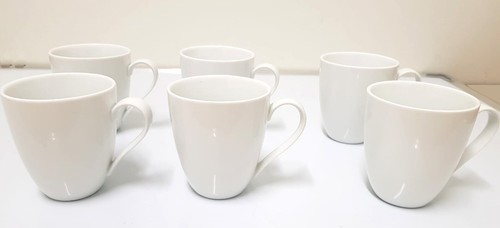 Milano Collection Set of 6 Blanco Coffee Tea Mugs White Ceramic 12cm RM59