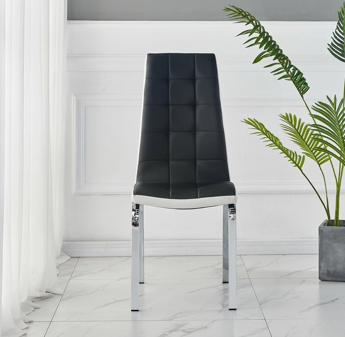 Black dining chairs clearance chrome legs