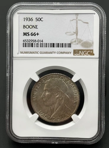 1936 P Daniel Boone Commemorative 90% Silver Half Dollar NGC MS 66+