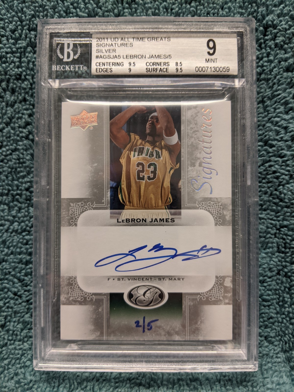 LeBron James Autographed Signed 2011 UD All Time Greats s Silver Auto /5 BGS 9 
