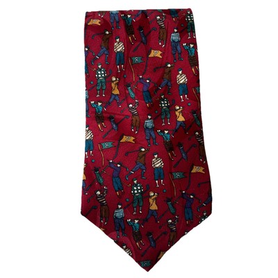 Giorgio Salvi Men's Silk Tie Golfer Theme Men Playing Golf Clubs Necktie Artsy