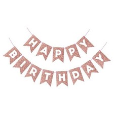 Happy Birthday Banner Sign for Backdrop Glitter Birthday Decorations Rose Gold