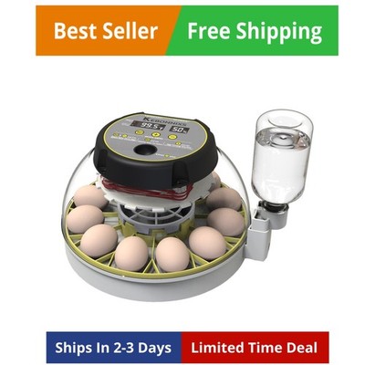 12 Egg Incubator with Humidity Display, Egg Candler, Automatic Egg Turner, fo...