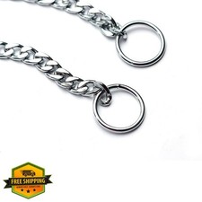Flat Silver Dog Chain Collar XSmall, Metal Slip Choke Training Martingale