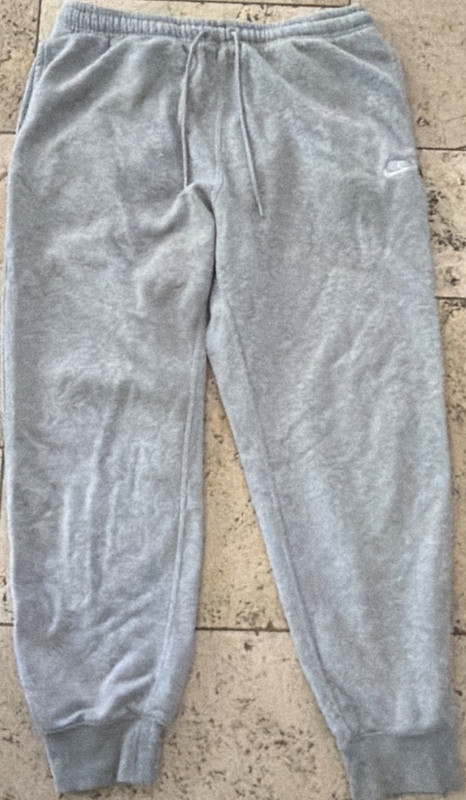 Nike Men's Gray Fleece Jogger Pants Size L Regular Fit Cotton/Poly Drawstring