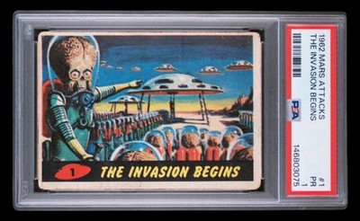 1962 mars attacks #1 the invasion begins; 1st appearance card PSA 1  (iAPPEAL)