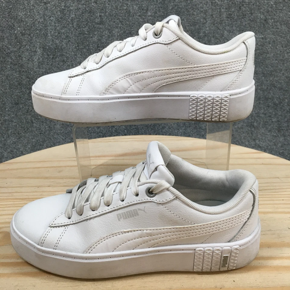 Puma Shoes Womens 7 Smash Platform V2 Sneakers White Lace Up Low Top 394006-01 - Image 3 of 4