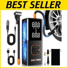 Portable Tire Inflator with Automatic Shut-Off - 4 Modes for Cars, Bikes & More