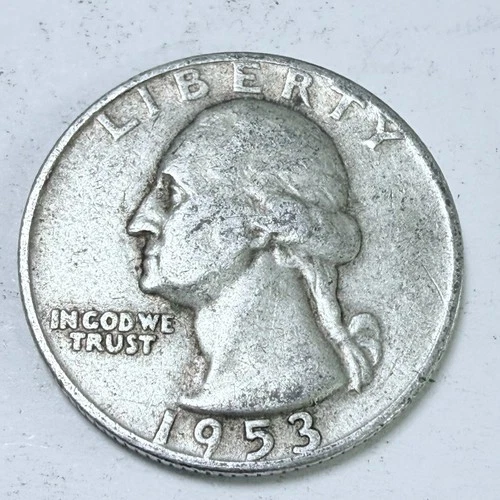 1953 D Washington Quarter 90% Silver Circulated Coin Free Shipping #7631