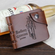 Men PU Leather Cowboy Print Wallet Bifold Pocket Purse Card Holder Bag Xmas Gift