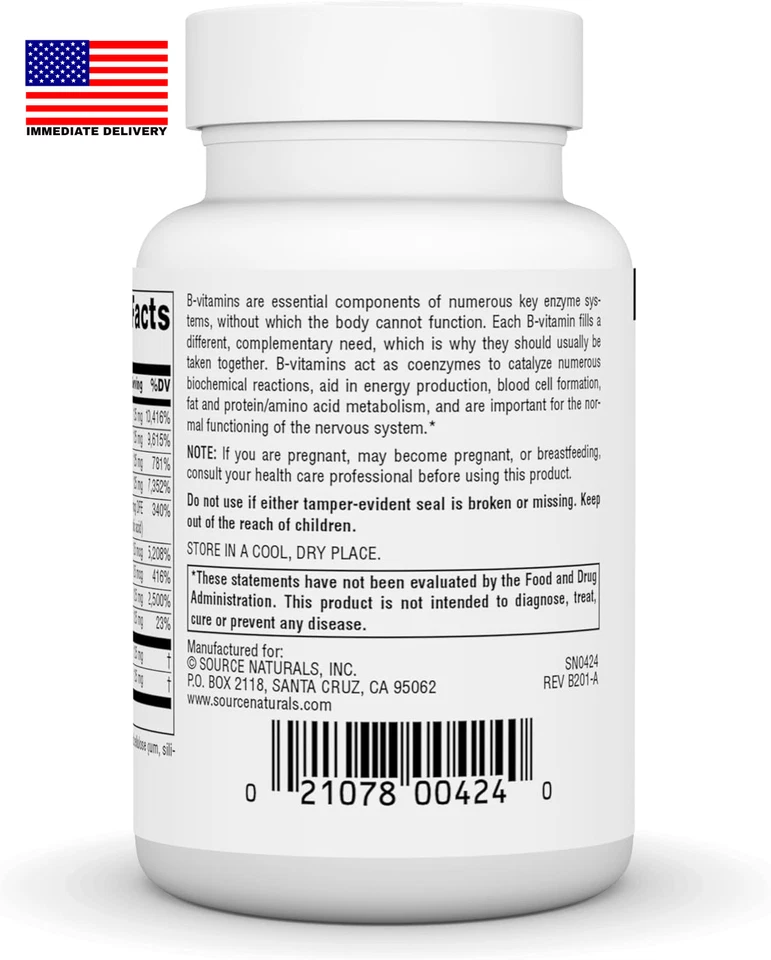 B-125, 125 Mg Vitaminas B para Apoyo a la Producción de Energía - 30 Comprimidos ⭐️⭐️⭐️⭐️⭐️⭐️ Foto 3 de 4