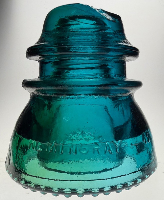 CD 154 Hemingray glass insulator in Blue/Green Two Tone