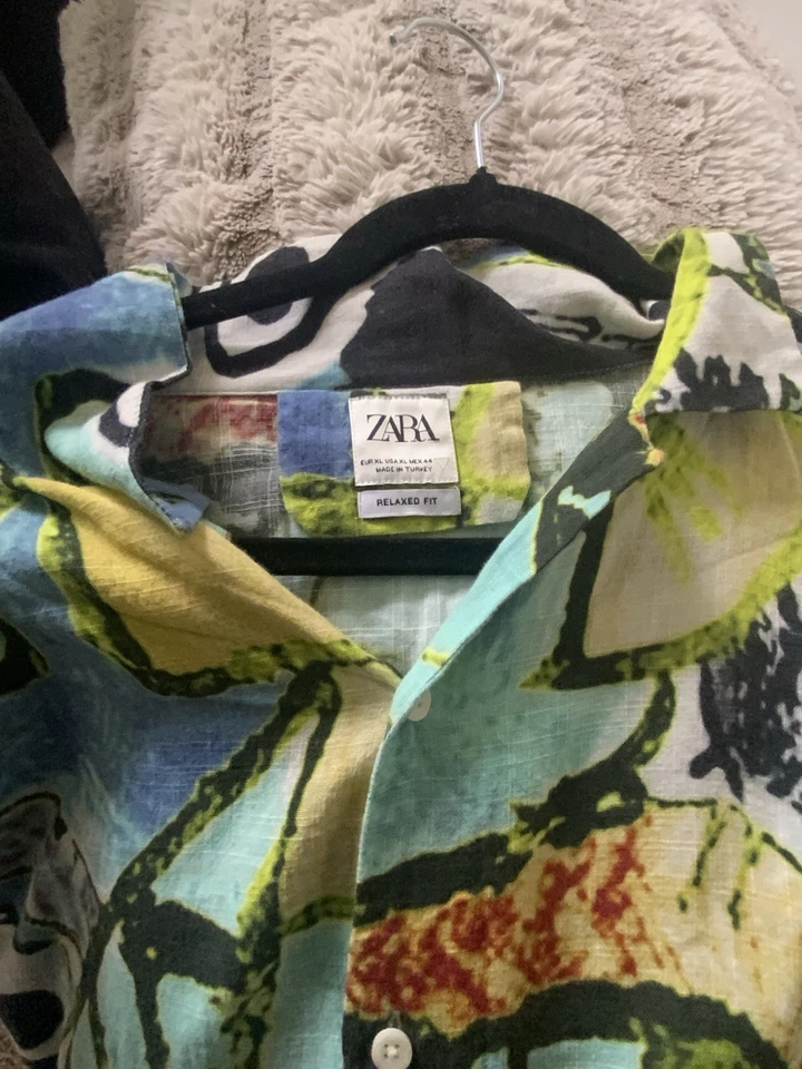 Рубашка с коротким рукавом на пуговицах граффити Zara - Изображение 3 из 3