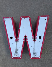 Vintage Metal Marquee Light Up Industrial Letter W or M NOT working 14.5 inches