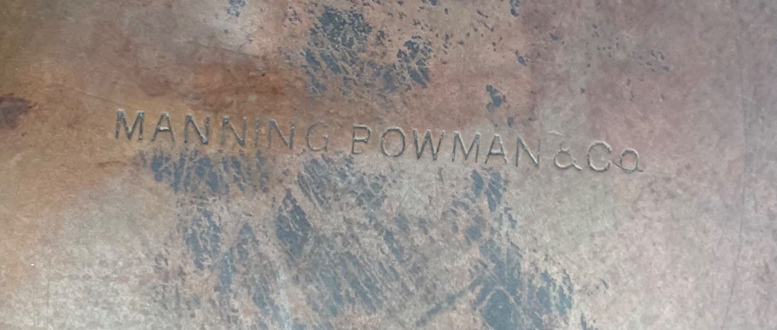 Antique Blue Granite ware Copper base tankard Teapot Manning Bowman & Co