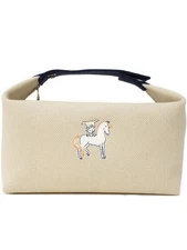 HERMES Braid A Black GM Cabriolet Handbag Canvas Gripelure #T853