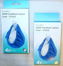 LOT 2 Pks of 4 ea = 8 NuvoMed CPAP FULL FACE MASK COTTON LINERS Covers NEW SZ S