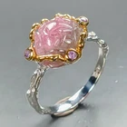 10x9 mm Carving Natural Tourmaline Ring 925 Sterling Silver Size 7 /R471377