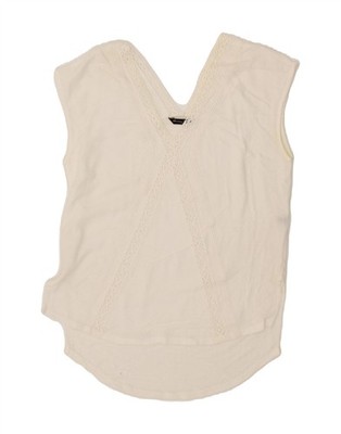Massimo Dutti Damen Oversize ärmellos Bluse Top UK 6 XS weiß AB08