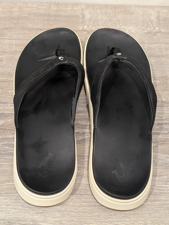 Sandalias Olukai Nu'a Pi'o para mujer talla 10 chanclas de goma con agarre negro 20445 verano Foto 4 de 4