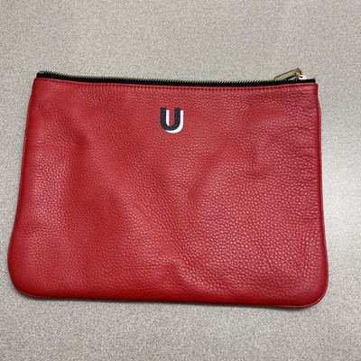 Rebecca Minkoff Jody Pouch Letter “U” Clutch Red Leather Makeup 
