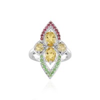 Cavill Ring Gelber Beryll 2,13Ct Oval Platin Sterlingsilber Damen Schmuck