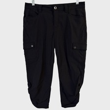 Eddie Bauer Travex Guide Pro Capri Pants Black Women's 8 Hiking Outdoors UPF-50 