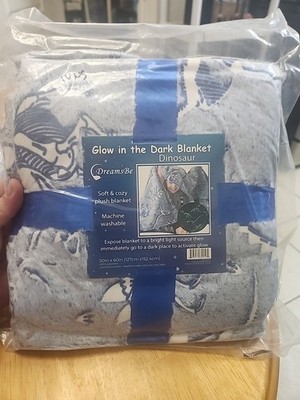 THROW BLANKET Glow in The Dark Dinosaur T-Rex Luminous Soft Plush Kids DREAMSBE