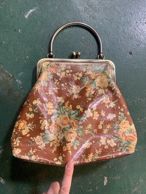 Patricia Nash Multicolor Floral Kiss Lock Frame Top Handle Bag w/ Strap