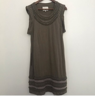 Phillip Lim 3.1 Women s Bejeweled Max Dress Size Large Green With Pockets